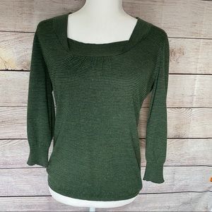 The Limited green with grey strips large sweater